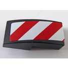 LEGO Black Slope 1 x 2 Curved with Hazard Stripes (Right) Sticker (11477)