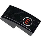 LEGO Black Slope 1 x 2 Curved with Red 'E' in White Circle (right) Sticker