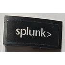 LEGO Black Slope 1 x 2 Curved with White 'Splunk>' (left) Sticker