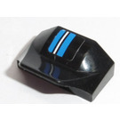 LEGO Black Slope 1 x 2 x 0.7 Curved with Fin with White Stripe and 2 Blue Stripes (Left) Sticker (47458)