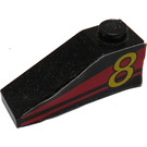 LEGO Black Slope 1 x 3 (25°) with Yellow '8' and Red Stripes (Left) Sticker (4286)