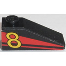 LEGO Black Slope 1 x 3 (25°) with Yellow '8' and Red Stripes (Right) Sticker (4286)