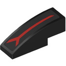 LEGO Black Slope 1 x 3 Curved with Red Forked Line (Right) Sticker (50950)