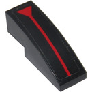 LEGO Black Slope 1 x 3 Curved with Red Stripe and Triangle at End Sticker (50950)