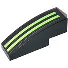 LEGO Black Slope 1 x 3 Curved with Two Lime Lines Sticker (50950)