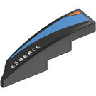 LEGO Black Slope 1 x 4 Angled Right with ‘cadence’ and Blue Stripe Sticker (5414)
