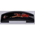 LEGO Black Slope 1 x 4 Curved Double with Backlight and red flames Sticker (93273)