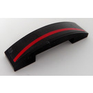 LEGO Black Slope 1 x 4 Curved Double with Red Curved Line Sticker (93273)