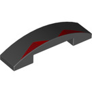 LEGO Black Slope 1 x 4 Curved Double with Red Shapes (65851 / 93273)