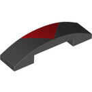 LEGO Black Slope 1 x 4 Curved Double with Red Triangle (93273 / 100361)