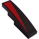 LEGO Black Slope 1 x 4 Curved with Black/Red diagonal part left Sticker (11153)