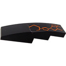 LEGO Black Slope 1 x 4 Curved with Orange Combs (Left) Sticker (11153)