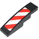 LEGO Black Slope 1 x 4 Curved with Red and White Danger Stripes right Sticker (11153)