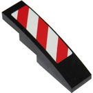 LEGO Noir Pente 1 x 4 Incurvé avec rouge et blanc Danger Rayures (Droite) Autocollant (11153)