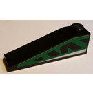 LEGO Black Slope 1 x 4 x 1 (18°) with Green and Black Left Sticker (60477)