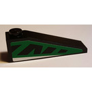 LEGO Black Slope 1 x 4 x 1 (18°) with Green and Black Right Sticker (60477)