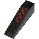 LEGO Black Slope 1 x 4 x 1 (18°) with Red Danger Stripes Sticker (60477)