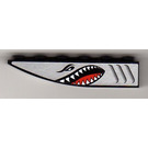 LEGO Black Slope 1 x 6 Curved Inverted with shark face Sticker (41763)