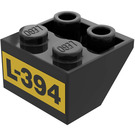 LEGO Black Slope 2 x 2 (45°) Inverted with 'L-394' Sticker with Solid Round Bottom Tube
