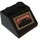 LEGO Noir Pente 2 x 2 (45°) avec Cassette Player Autocollant (3039)