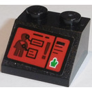 LEGO Noir Pente 2 x 2 (45°) avec Digital Screen avec Superman, Boxes, Exclamation indiquer Autocollant (3039)