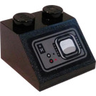 LEGO Noir Pente 2 x 2 (45°) avec Lights, Buttons, et Monitor Autocollant (3039)