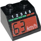 LEGO Zwart Helling 2 x 2 (45°) met Tachometer (63 k/mh) (3039 / 82931)