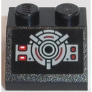 LEGO Zwart Helling 2 x 2 (45°) met Wiel met Levers, Rood Buttons Sticker (3039)