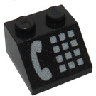 LEGO Zwart Helling 2 x 2 (45°) met Wit Phone (3039)