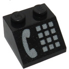 LEGO Zwart Helling 2 x 2 (45°) met Wit Phone (81124 / 81511)