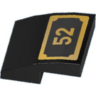 LEGO Black Slope 2 x 2 Curved with ‘52’ (Gold) Sticker (15068)