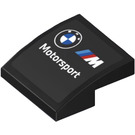 LEGO Zwart Helling 2 x 2 Gebogen met BMW en M-Sport Logos en ‘Motorsport’