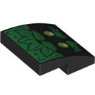 LEGO Black Slope 2 x 2 Curved with Green Face with Leaves (15068 / 107307)