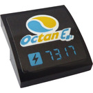 LEGO Black Slope 2 x 2 Curved with Octan Electric Logo and '73 17' Sticker (15068)