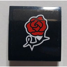 LEGO Black Slope 2 x 2 Curved with Red Rose Sticker (15068)