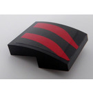 LEGO Black Slope 2 x 2 Curved with Two Curved Red Stripes - Right Side Sticker (15068)