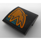 LEGO Black Slope 2 x 2 x 0.7 Curved Inverted with Bright Light Orange and Dark Turquoise Decoration - Right Side Sticker (32803)
