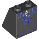 LEGO Negro Con pendiente 2 x 2 x 2 (65°) con Azul Lightning Bolts con tubo inferior (3678 / 29373)