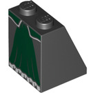LEGO Black Slope 2 x 2 x 2 (65°) with Dark Green Middle and White Trim with Bottom Tube (3678 / 85231)