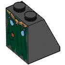 LEGO Schwarz Steigung 2 x 2 x 2 (65°) mit Gold Skull und Potions Gürtel und Dark Green Skirt mit Unterrohr (3678 / 62764)