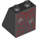 LEGO Schwarz Steigung 2 x 2 x 2 (65°) mit rot Spinne Web mit Unterrohr (3678 / 22717)