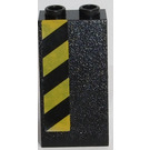 LEGO Black Slope 2 x 2 x 3 (75°) with Black And Yellow Stripes Model Left Side Sticker Hollow Studs, Rough Surface (3684)