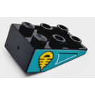 LEGO Black Slope 2 x 3 (25°) Inverted with Yellow Symbol 8269 Sticker without Connections between Studs (3747)
