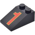 LEGO Black Slope 2 x 3 (25°) with "1" with Rough Surface (3298)