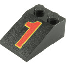 LEGO Zwart Helling 2 x 3 (25°) met "1" met ruw oppervlak (3298)