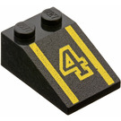 LEGO Black Slope 2 x 3 (25°) with "4" with Rough Surface (3298)