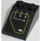 LEGO Black Slope 2 x 3 (25°) with Lime Circuit Board (Right) Sticker with Rough Surface (3298)