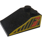 LEGO Black Slope 2 x 3 (25°) with Orange '3', Black and Yellow Strips Both Sides Sticker with Rough Surface (3298)
