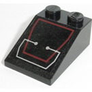 LEGO Black Slope 2 x 3 (25°) with Red Circuit Board Sticker with Rough Surface (3298)