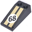 LEGO Noir Pente 2 x 4 (18°) avec number 68 Autocollant (30363)